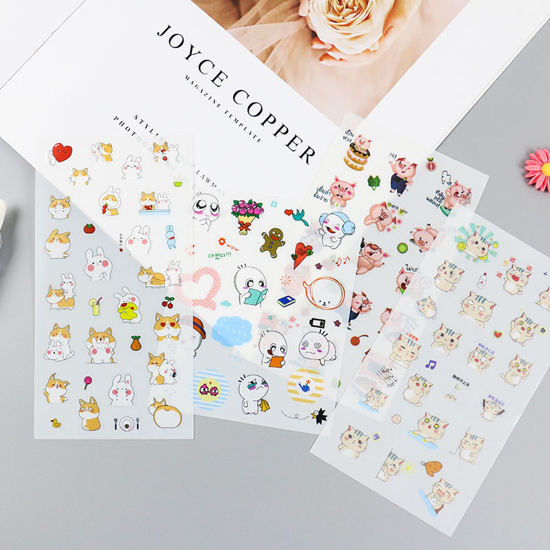 Creativo de dibujos animados pvc transparente Diario pegatinas DIY dibujos animados de dibujos animados pegatinas pegar bebé diario pegatinas