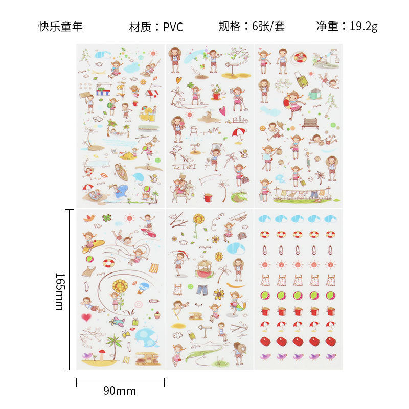 Creativo de dibujos animados pvc transparente Diario pegatinas DIY dibujos animados de dibujos animados pegatinas pegar bebé diario pegatinas