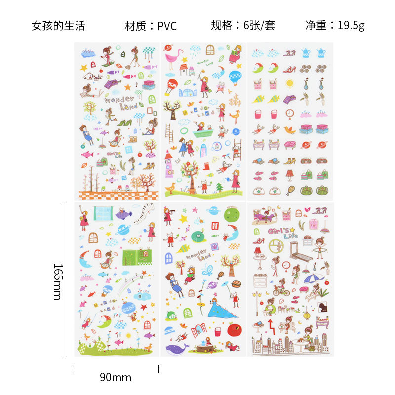 Creativo de dibujos animados pvc transparente Diario pegatinas DIY dibujos animados de dibujos animados pegatinas pegar bebé diario pegatinas