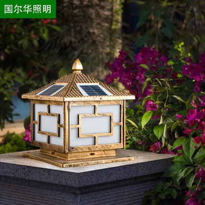 壹件代發中字太陽能柱頭燈歐式複古庭院地鐵工廠牆頭燈廠家直銷