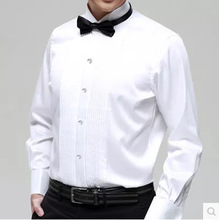 厂家新款批发燕领男士长袖礼服白衬衫伴郎团合唱团衬衣舞台装