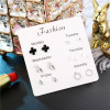 Universal earrings, set, zirconium from pearl, silver needle, Korean style, silver 925 sample