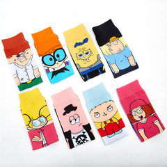 SpongeBob SquarePants Cartoon Anime Cotton Men's Socks Manufacturer Women's Wholesale Socks Sports Casual Straight Mid-Calf Trendy Socks