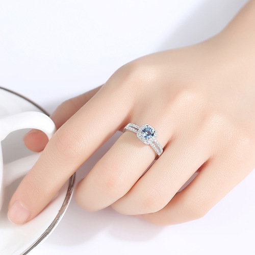 PAG&MAG Topaz Ring Women's S925 Silver Jewelry Aquamarine European and American Light Luxury Personalized Fashion Jewelry Factory