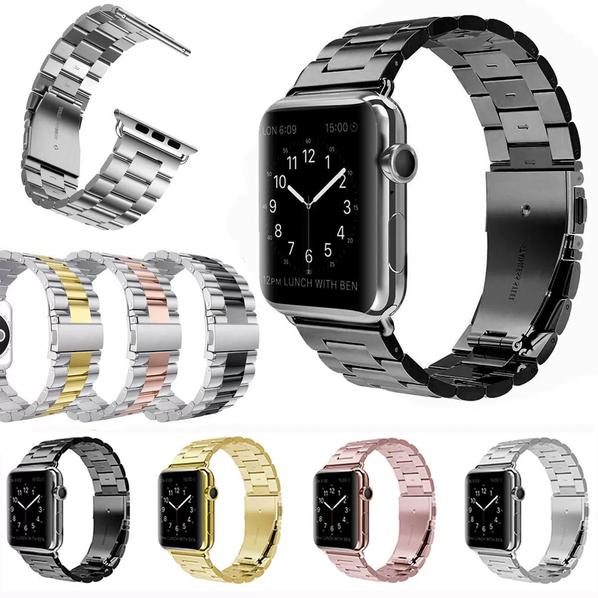 Подходит для Apple Ремешок с тремя бусинами iwatch Три бусины Твердый ремешок Три бусины Ремешок из нержавеющей стали