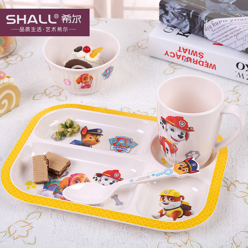 Hill Wang Wang Team Children's Dinner Plate Set Archie Small Gravel Mao Mao Daily Bead Tableware Set Evening Plate Home