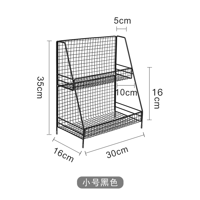 Estante de almacenamiento de cocina directo de fábrica Escritorio de pie de dos capas de hierro sin ponche negro condimento rack de almacenamiento