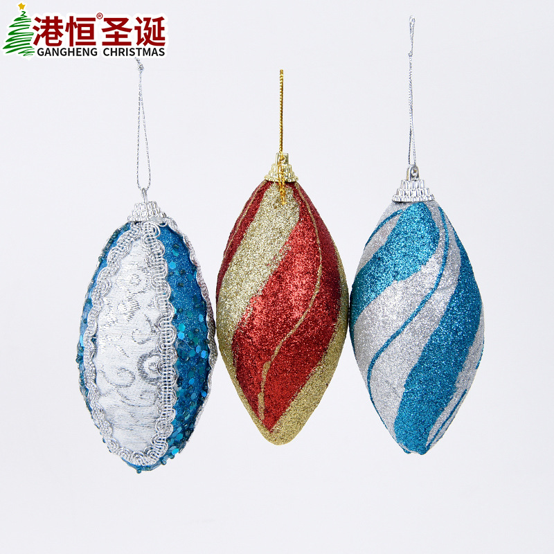 11cm de forma especial de espuma BOLA DE Navidad adhesivo en forma de oliva bola decorativa de Navidad árbol de Navidad colgante decorativo bola colgante