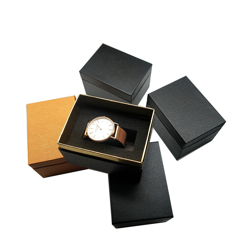新品网红直播手表盒子特种纸高档手表包装盒 现货 男士黑色手表盒