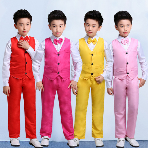 Children's Performance Costumes Boy's Vest Suit Flower Boy Boy Host Dress Primary and Secondary School Chorus Costume