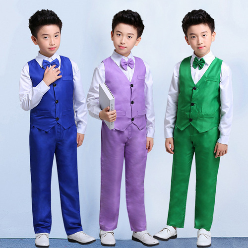 Children's Performance Costumes Boy's Vest Suit Flower Boy Boy Host Dress Primary and Secondary School Chorus Costume