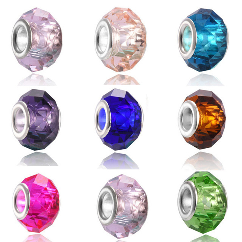 Facet Beads Big Hole 13 Color Green Red Imitation Crystal Fat Dora Bracelet DIY Beads Ornaments