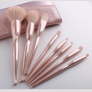 Twisting Waist 8-Piece Makeup Brush Set Electroplated Skin Tone Soft Bristle Loose Powder Brush Foundation Brush Beauty Tools Makeup Brushes