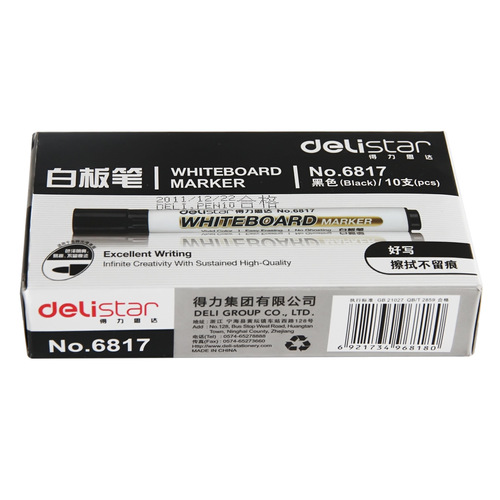 Deli 6817 whiteboard pen office and home erasable red blue black logistics