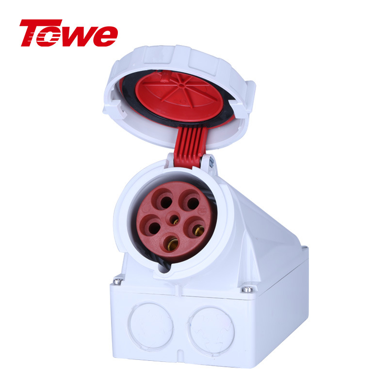 TOWE同为大功率插头防水防潮工业插座连接器IP67 5芯63A 明装插座