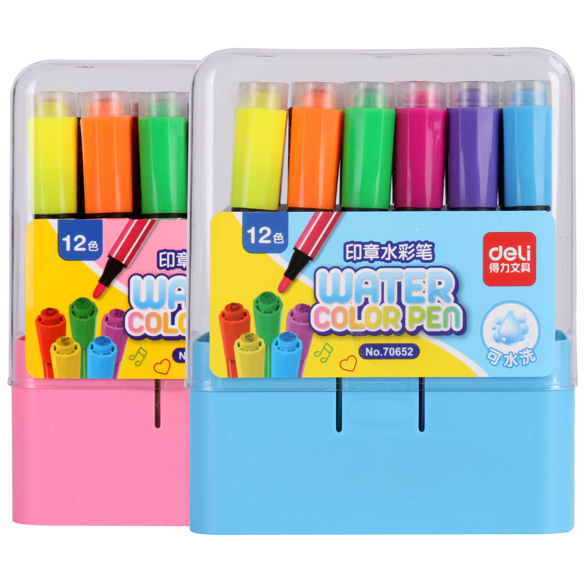 Deli 70652 pluma de acuarela 12/18/24/36 sello de cinta de los niños cepillo lavable papelería estudiante