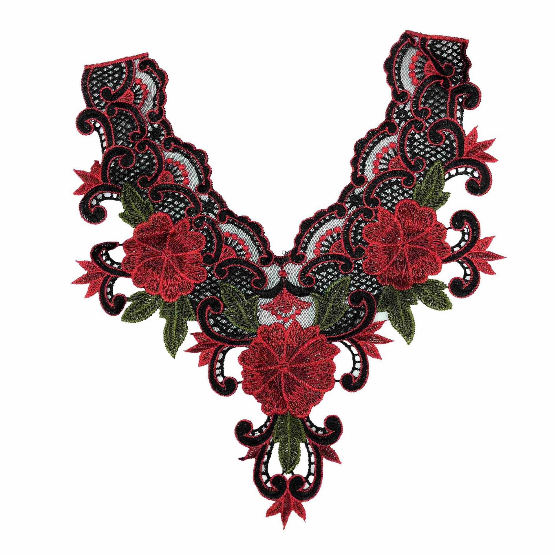 网纱底厚密刺绣衣领花朵 服装辅料 妈妈衣服刺绣领花朵花批发