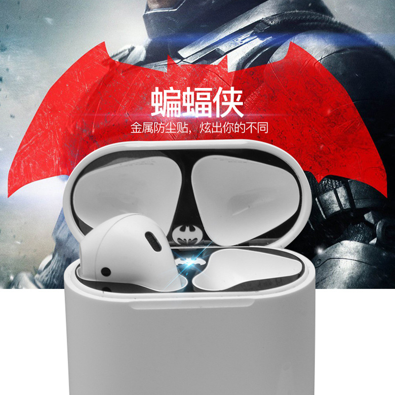 Suitable for New Airpods2 Metal Dustproof Stickers Apple Earphones Wireless Protection Stickers Shell Trendy Brand Transparent Stylish