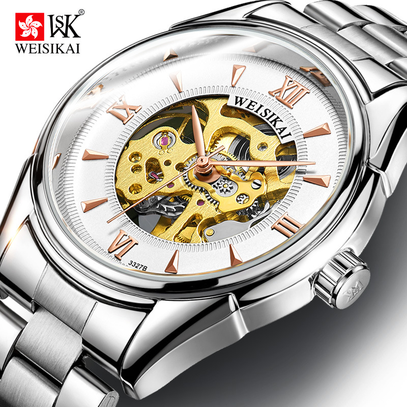Capacious waterproof men's watch stainless steel