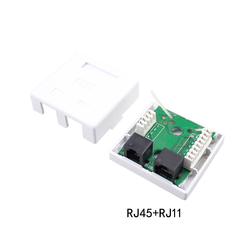 跨境RJ45RJ11超五类三类非屏蔽款双口信息网络桌面盒