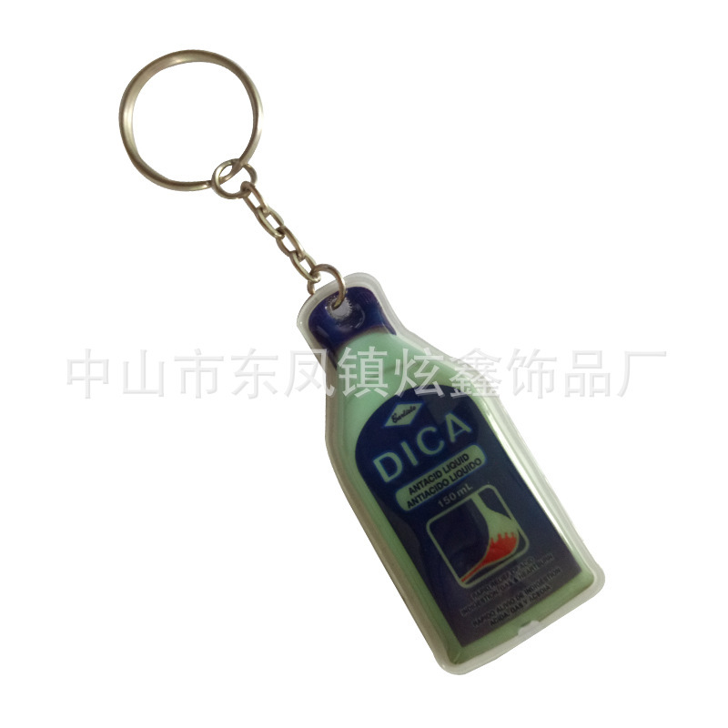 Customized Bottle Shape Pvc Push Light Light Buckle Japanese Cartoon Animation Character Led Light Keychain