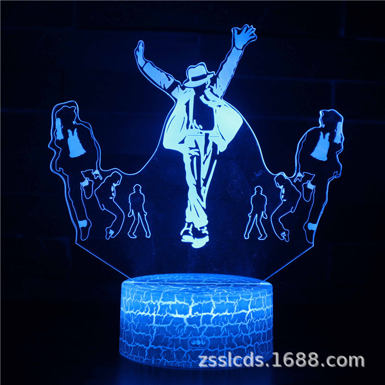 Comercio electrónico transfronterizo Venta caliente Jackson cantante de música Serie 3D luz de la noche colorida lámpara de mesa táctil regalo creativo Luz