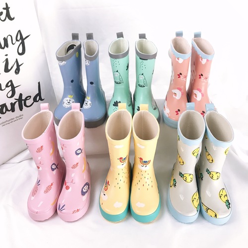 enbihouse source factory ins style pineapple plum children's boots water shoes mid-calf rain boots rubber children's rain boots