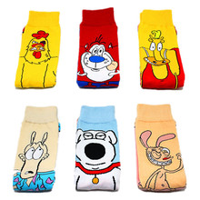 男棉女动漫袜子跨境卡通潮袜中筒成人海绵宝宝外贸长袜亚马逊袜