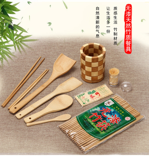 Chopsticks, rice chef unlacquered bamboo tableware, Alishan printed hotel chopsticks, bamboo tubes, spatulas, toothpicks, street stalls wholesale