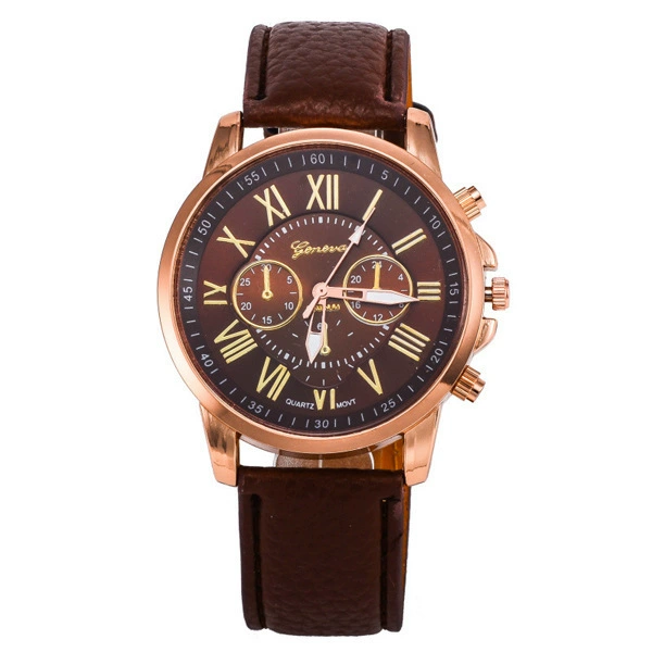 Женева основа три глаза двойной глаз часы корейская версия модных ремень-часы женская модель