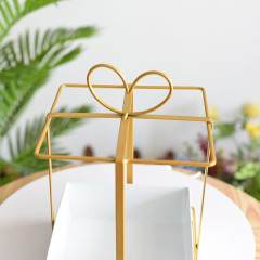 Metal Basket Heart Flower Stand Portable Flower Basket Flower Box Round Square Iron Flower Stand Gold Geometric