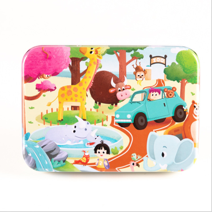 120 piezas caja de hierro creativo pintado a mano ilustración rompecabezas 3-4-6 AÑOS NIÑOS bloques de construcción juguetes educativos de calidad 0,25