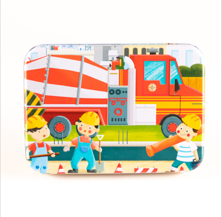 120 piezas caja de hierro creativo pintado a mano ilustración rompecabezas 3-4-6 AÑOS NIÑOS bloques de construcción juguetes educativos de calidad 0,25