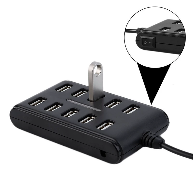 USB2.0HUB USB-разъёмный хаб, расширение док-станции, компьютер, один адрес, десять разъемов, десятичный разъём USB2.0HUB с переключателем