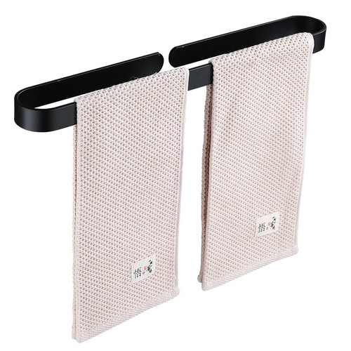 Thickened space aluminum black towel rack bathroom pendant towel bar punch-free towel ring bath towel hanger manufacturer