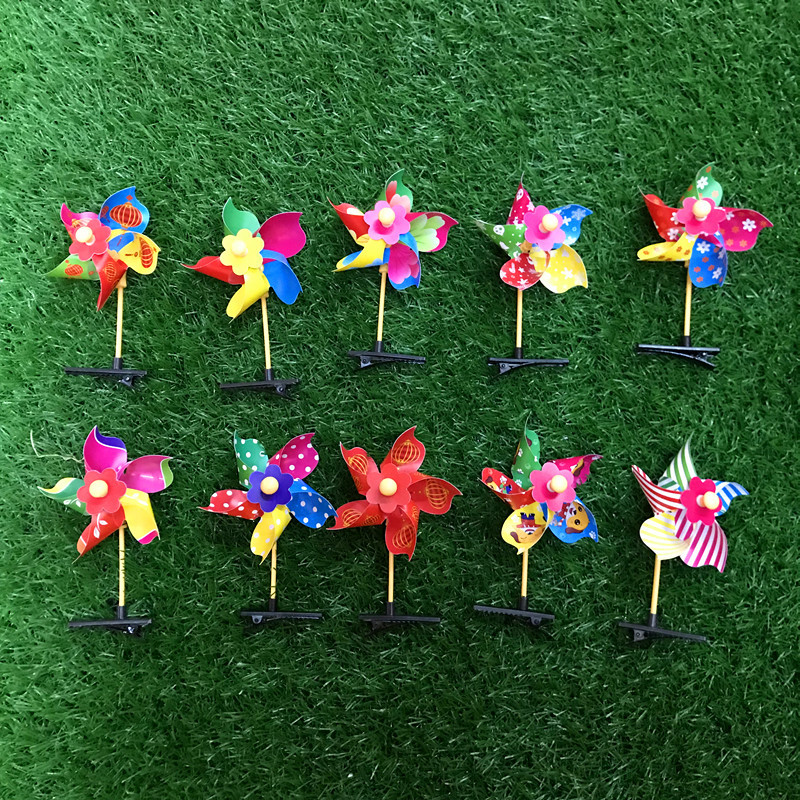 Kindergarten Windmill Hairpin Children's Headwear Luminous Hairpin Stall Windmill Small Hairpin Plastic Sell Germination Card