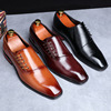 Men's business dress leather shoes， British pointed Derby shoes， casual lace up men's shoes， breathable groom's wedding 