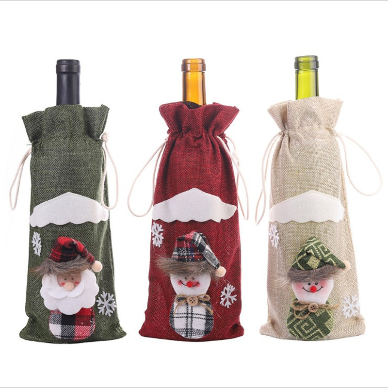 19 Nueva Navidad suministros de decoración del hogar botella de vino de Navidad cubierta vino tinto botella de vino champán bolsa mesa de comedor vestir