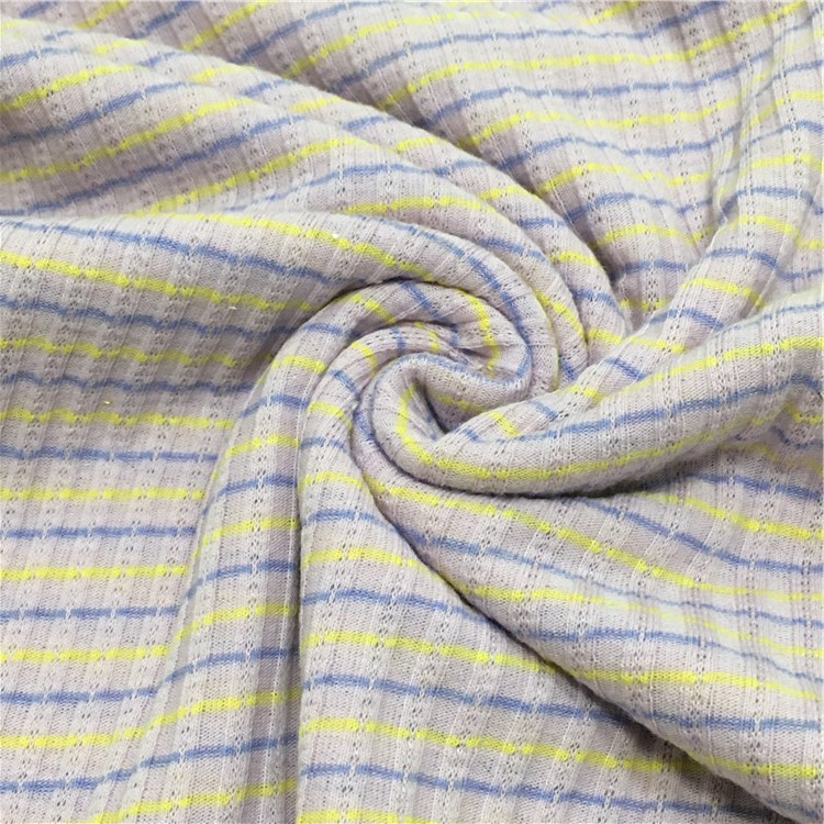 供应 针织TR涤人棉提花罗纹 女装面料