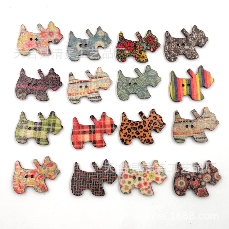 Envío gratis lindo color natural tronco cachorro botón de madera accesorios hechos a mano para niños 50 pc/paquete