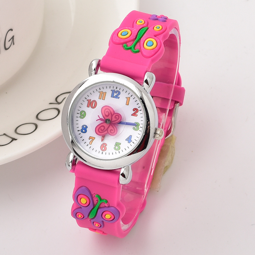 Children's Watch Gift Watch Boys and Girls Butterfly Turntable Quartz Watch Primary School Silicone Cartoon Watch