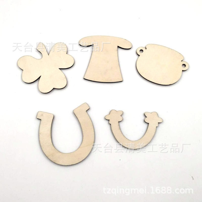 Festival irlandés 5 Formas decoraciones de madera trébol herradura sombrero del arco iris Día San Patricio