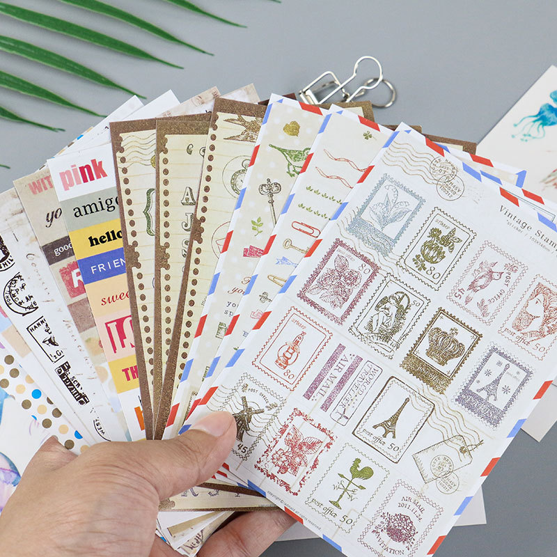 Hip Hop pareja momoi cerdo pegatinas vintage sello matasellos bronceado floral pequeño pastoral de dibujos animados colección