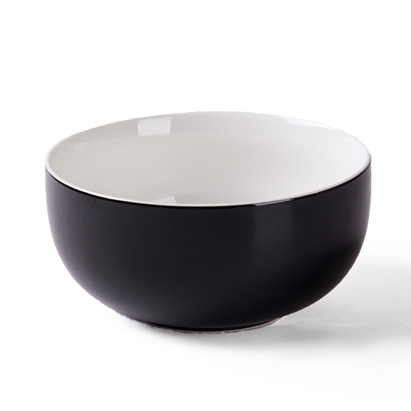 5 "negro de cerámica negro tazón de arroz sopa tazón de fideos