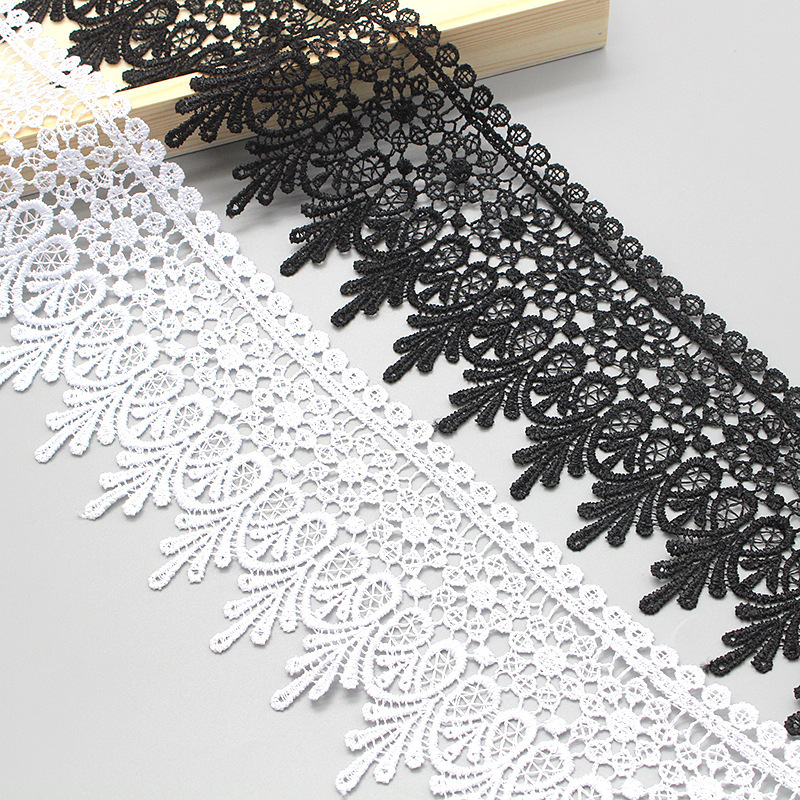 Sewing process black and white lace 9cm polyester silk lace shoes and hats lace clothing packaging DIY handmade accessories
