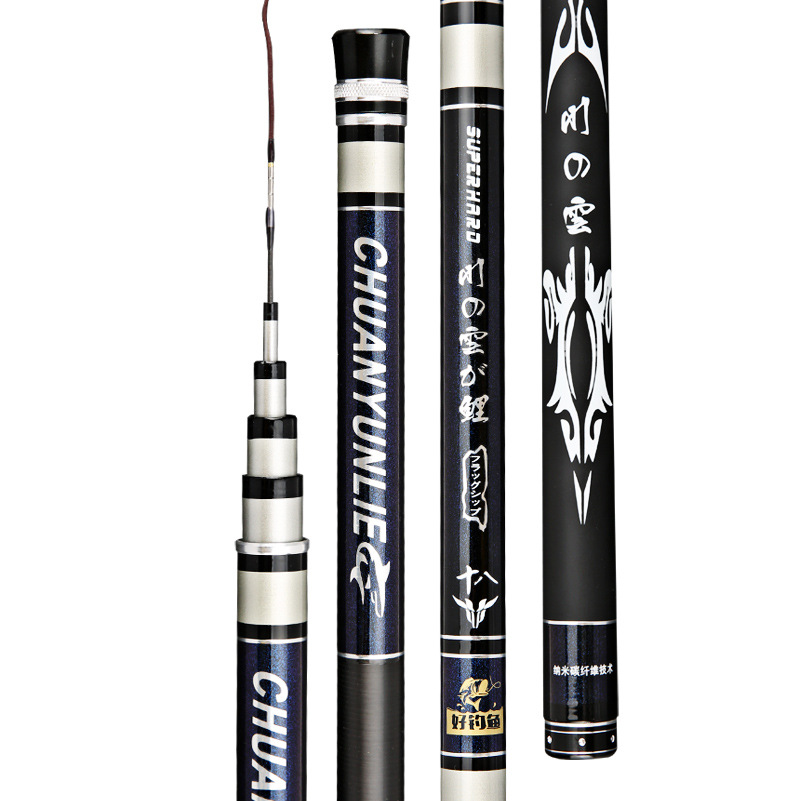 Jiewei caña de pescar de carbono caña de pescar 3,6 m-8,1 M caña de pescar luz dura carpa caña de pescar 28 artes de pesca ajustables al por mayor