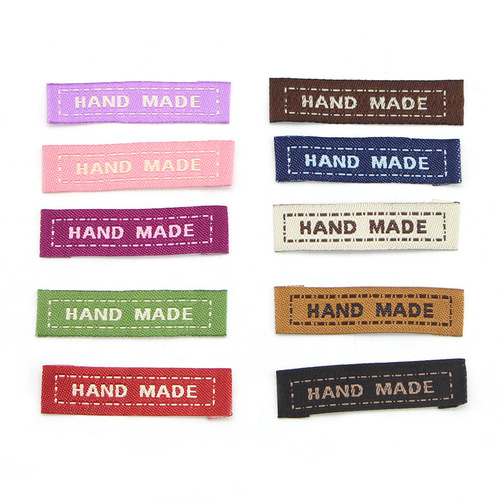 Embroidered washed label HANDMADE decorative woven label Colorful cloth label DIY hair accessories headwear cloth label 50 pieces