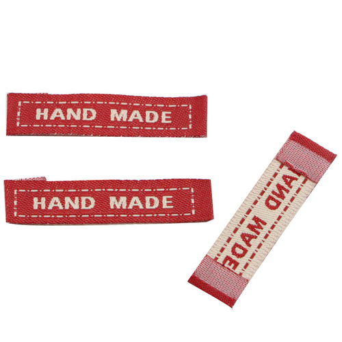 Embroidered washed label HANDMADE decorative woven label Colorful cloth label DIY hair accessories headwear cloth label 50 pieces