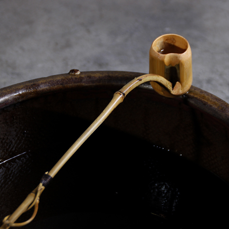 Chinese Retro Bamboo Root Long-Handled Bamboo Water Spoon Japanese Tea Spoon Watering Flower Water Scoop Wine Scoop Tea Set with E18
