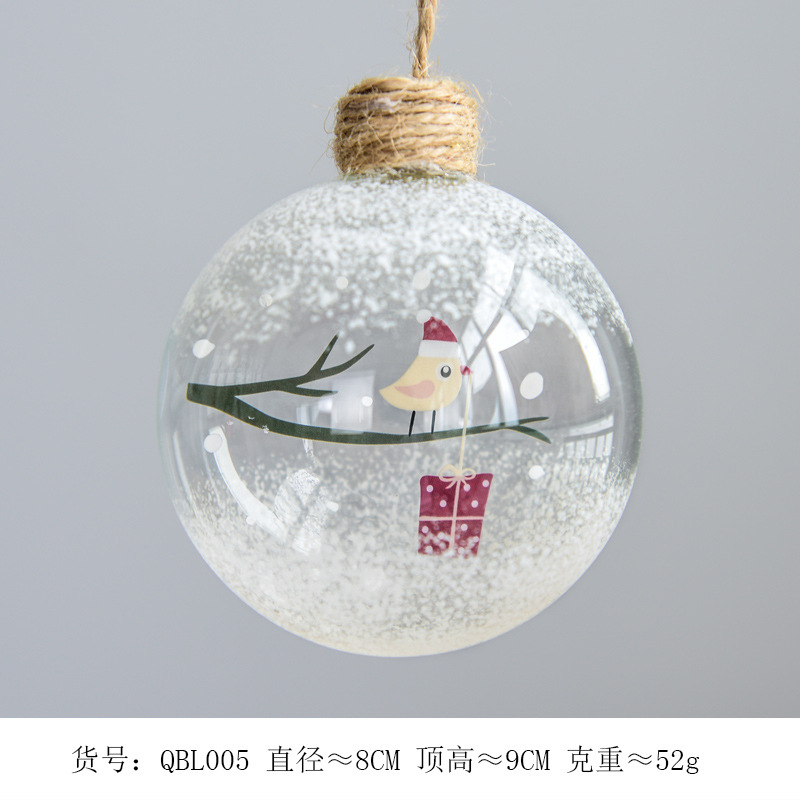 Bola de Navidad de cristal de 8 cm, transparente, para colgar, decoración navideña, bodas, perlas, lentejuelas, pintada, esmerilada
